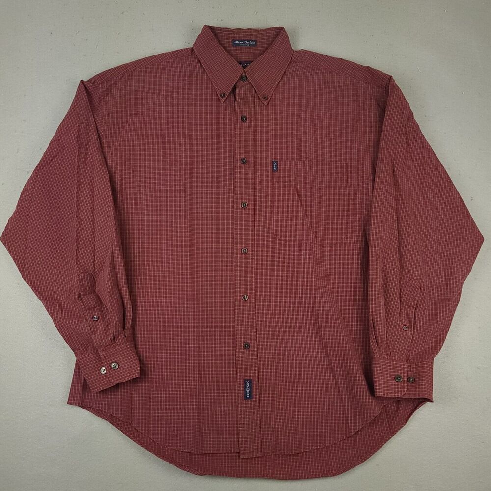 Gant Plaid Button Down Shirt Mens Large Red Cotton